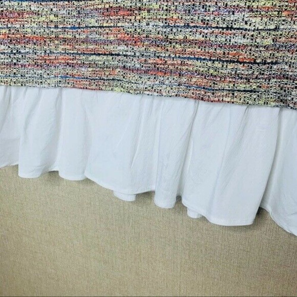 Halogen tweed poplin ruffle top small lagenlook - Picture 4 of 12